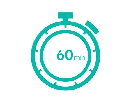60 minutes timer icon, 60 min digital timer. Clock and watch, timer, countdow Stock Illustration