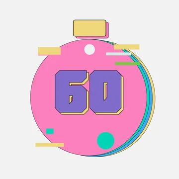 60 minutes timer, stopwatch or countdown icon. Time measure. イラスト素材