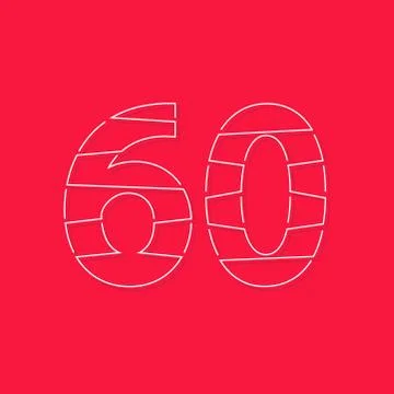 60 number, linear stroke font. Modern trendy, creative style design. For logo Stock Illustration