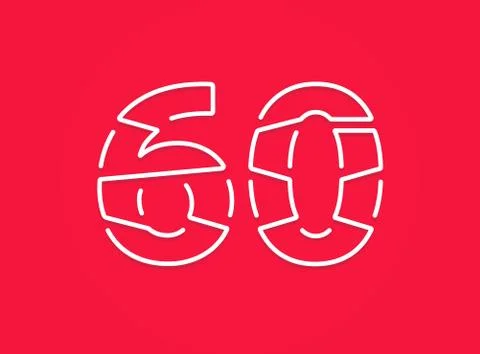 60 number. Modern trendy, creative style design. For logo, brand label, desig Stock Illustration