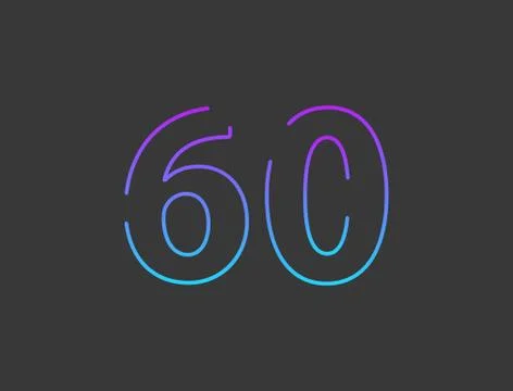 60 number, outline stroke gradient font. Trendy, dynamic creative style desig Stock Illustration