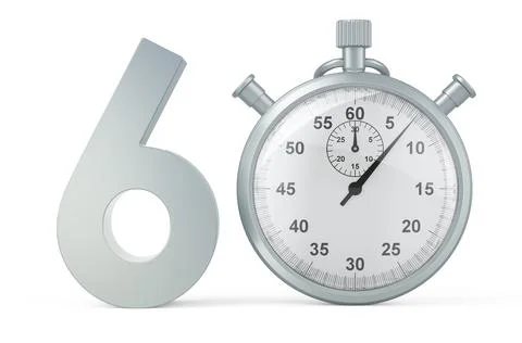 60 number with stopwatch. 3D rendering 스톡 일러스트