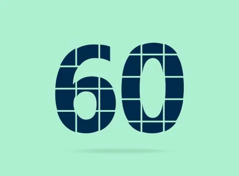 60  number, vector desing font.  Made of knife cut. For logo, brand label, de Stock Illustration