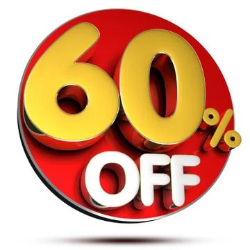 60 percent off 3D.(with Clipping Path). Stock Illustration
