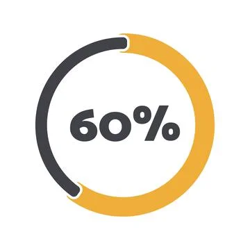 60 percent chart. Vector percentage infographics. Circle isolated icon Stock Illustration