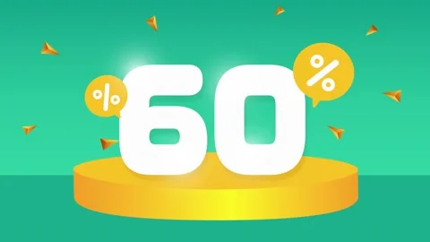60 percent Off. Discount creative composition. 3d sale symbol with decorative Stock Footage 219024692