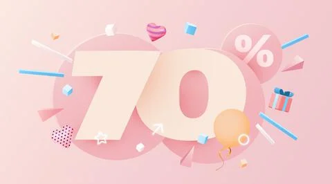 60 percent Off. Discount creative composition. 3d sale symbol with decorative Stock Illustration