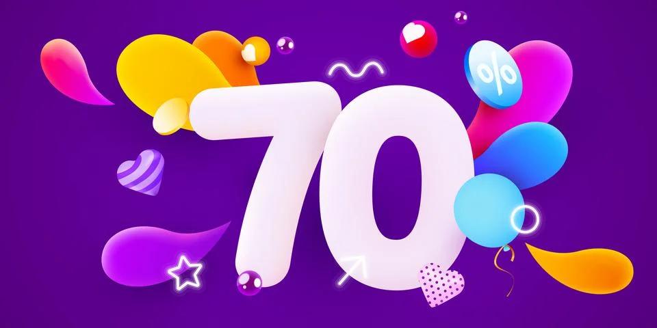 60 percent Off. Discount creative composition. 3d sale symbol with decorative Stock Illustration
