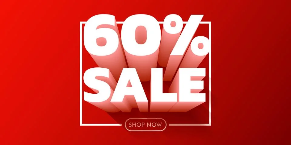 60 percent Off. Discount creative composition. Mega Sale. Stock Illustration