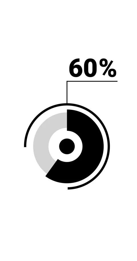 60 percent vertical donut chart. Circle round infographic, graphic animatio.. Stock Footage 285645247