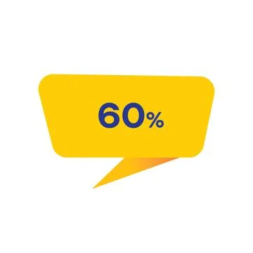 60 Percent - Yellow Speech Bubble. Button, Sign, Label, Icon, Tag, Badge. Stock Illustration