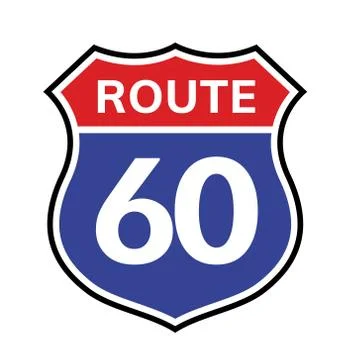 60 route sign icon. Vector road 60 highway interstate american freeway us Stock Illustration