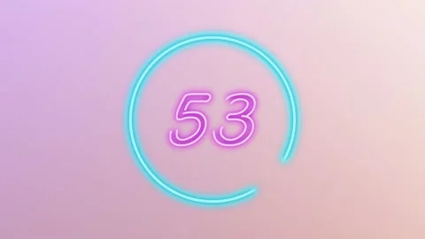 60 sec (1 min) blue turquoise and pink neon countdown timer on pastel gradient Stock Footage 232335514