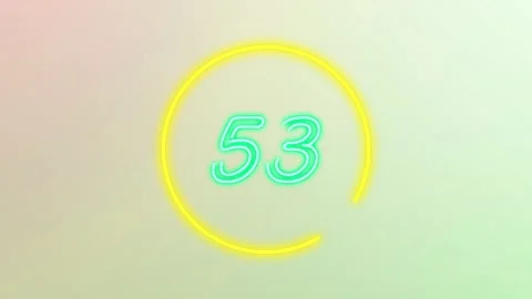 60 sec (1 min) green and yellow color neon countdown timer on pastel gradient bg Stock Footage 278623442