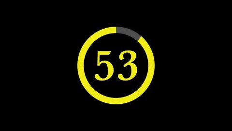 60 sec (1 min) retro countdown timer with a muted yellow circle on a black bg Video stock 311795273