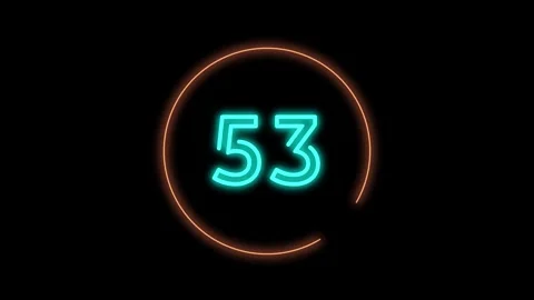 60 sec (1 min) teal and orange color neon light countdown timer on black bg Stock Footage 278623409