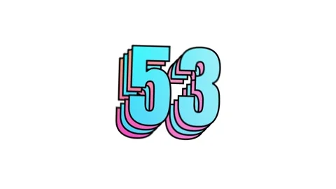 60 sec playful multi-layer countdown number in blue-pink gradient on white bg Stock Footage 322851407