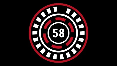 60-sec red and white gear-style countdown on black background Stock Footage 332791109