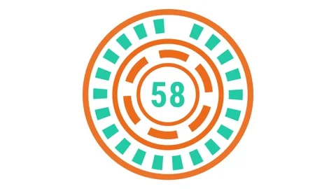 60-sec teal orange gear-style countdown on white background Stock Footage 332257834