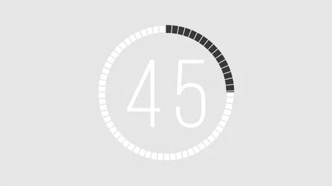 60 second alpha black & white Countdown timer with transparent background Stock Footage
