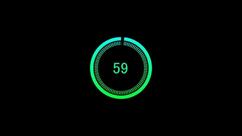 60-second animated circular countdown timer, counting down from 60 to 0 seconds Stock Footage 317693833