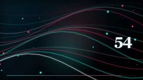 60-Second Blue and Red Wavy Lines Countdown Timer Stock Footage 340465699