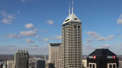 60 Second Clip of the Indianapolis Downtown Skyline III Stock Footage 101065193