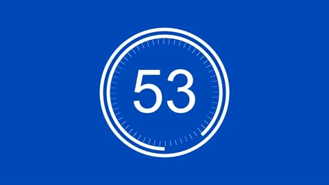 60 Second Clock Countdown Landscape Blue and White Screen Stock Footage 281791892