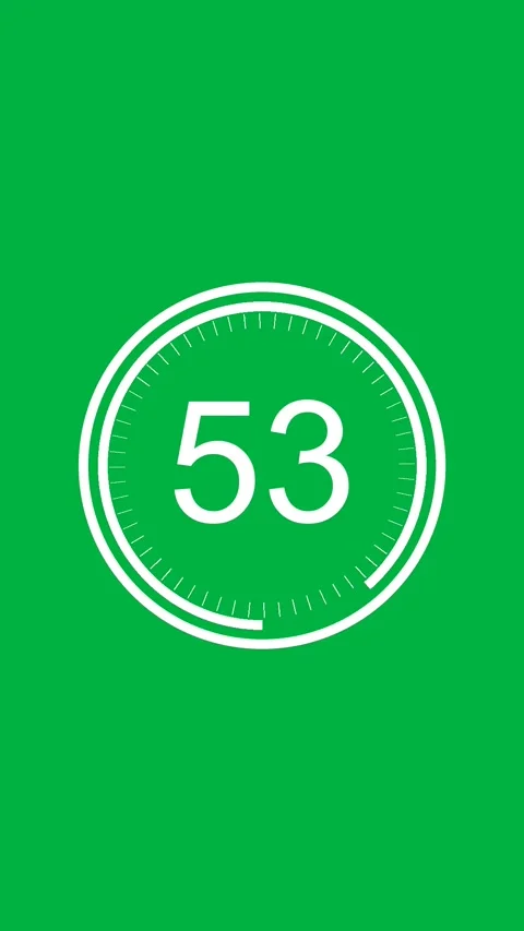 60 Second Clock Countdown Vertical Green and White Screen Stock Footage 281791956