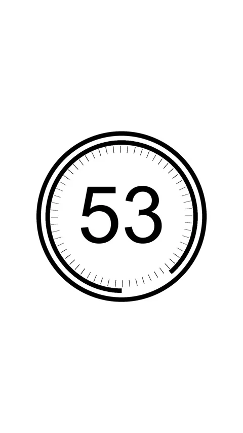 60 Second Clock Countdown Vertical White and Black Screen Stock Footage 281791980