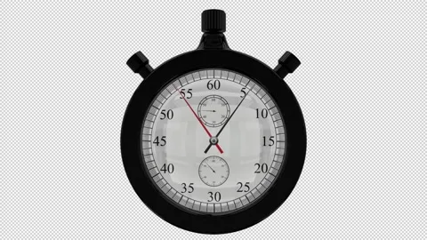 60 Second Countdown Clock - Black Stop Watch Alpha Loop 動画素材 142413182