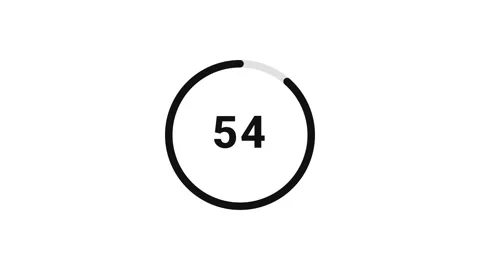 60 Second Countdown Timer, Minimal Circle Progress Bar Stock Footage 341251240