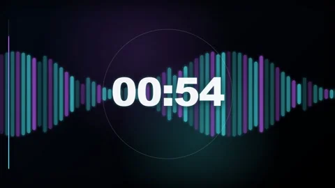 60-Second Digital Audio Waveform Countdown Timer Stock Footage 340465624