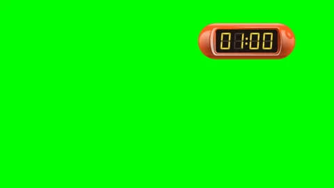 60 second Digital Countdown Timer, Counter. Right, red, isolated Stock Footage 86151170