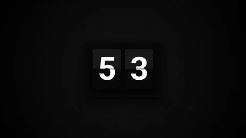 60 Second Flip Clock Countdown Timer 60 to 0 Dark Minimalist Stock Footage 342925068