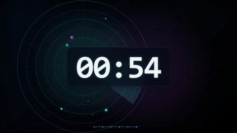 60-Second Futuristic Blue and Purple Countdown Timer Stock Footage 340465712