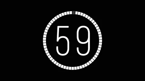 60 second gray &amp; white Countdown timer with black background Stock Footage 137916489