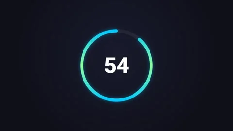 60 Second Neon Countdown Timer, Glowing Circular Progress Bar Stock Footage 341251310