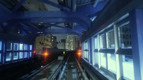 60 Second POV Timelapse Train Driving Through City Tunnels Via Monorail 스톡 동영상 107427856