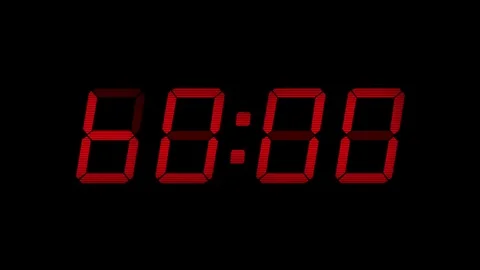 60 Second Red Digital Countdown Display Stock Footage