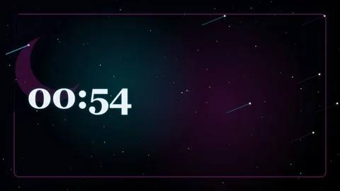 60-Second Space Countdown Timer with Moon and Stars Vídeo Stock 340465713