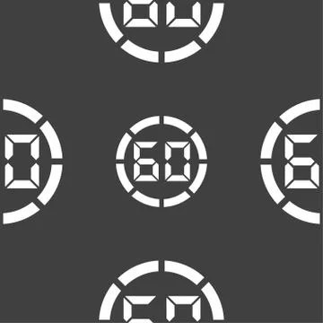 60 second stopwatch icon sign. Seamless pattern on a gray background. Vector 스톡 일러스트