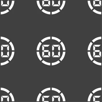 60 second stopwatch icon sign. Seamless pattern on a gray background. Vector 스톡 일러스트