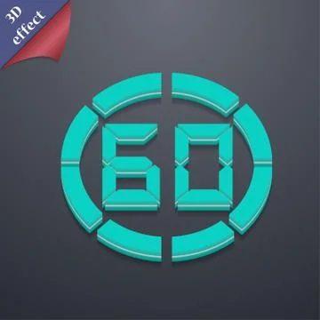 60 second stopwatch icon symbol. 3D style. Trendy, modern design with space for 스톡 일러스트
