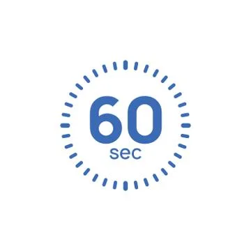 60 second timer clock. 60 sec stopwatch icon countdown time digital stop Stock Illustration