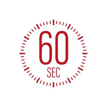 The 60 second, timer, stopwatch vector icon. 60 second Stopwatch icon in flat Stock Illustration