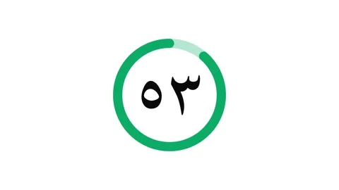 60 seconds (1 minute) green circle Arabic character countdown timer on white bg Stock Footage 252094146