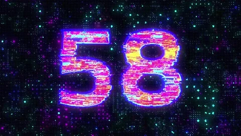 60 Seconds Countdown. Cyber Glitch Style Видео 137171519