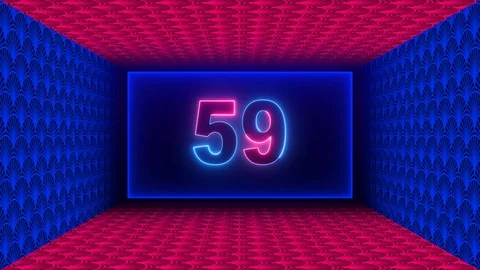 60 Seconds Countdown Rectangle Neon Light Style Inside Red And Blue Shiny Lights 動画素材 125618947
