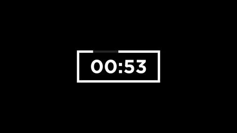60 seconds countdown timer Animation Isolated on Black Background Stock Footage 321012045